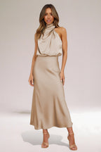 Women's Blouson Halter Neck Maxi Dress — view 7