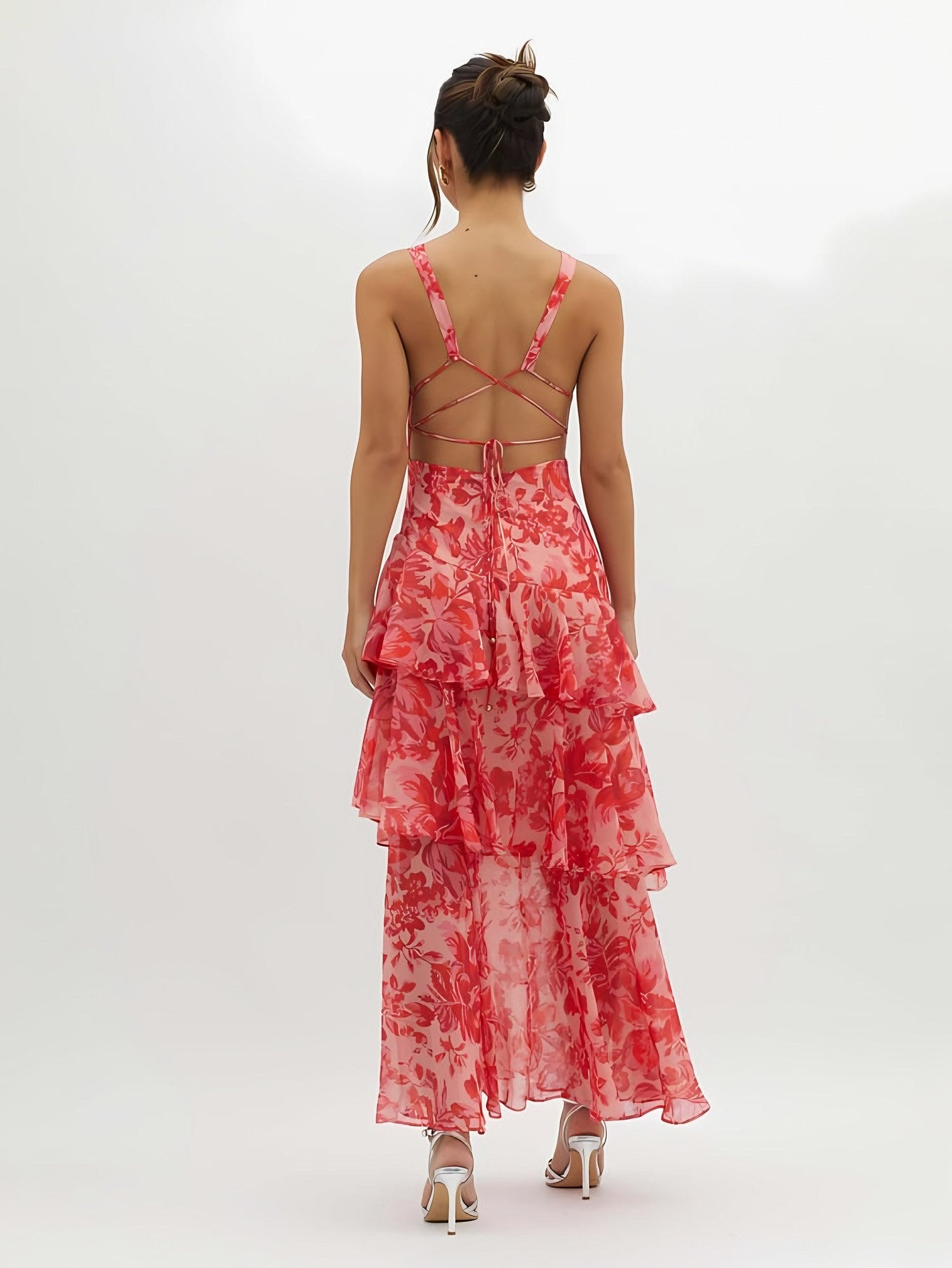 Women's Floral Strappy Back Maxi Dress — view 3