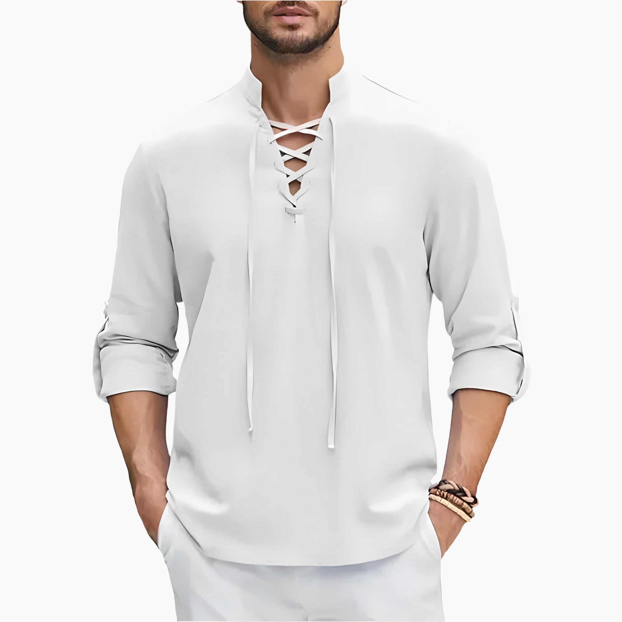 Men's Lace-Up Long Sleeve Shirt — view 6