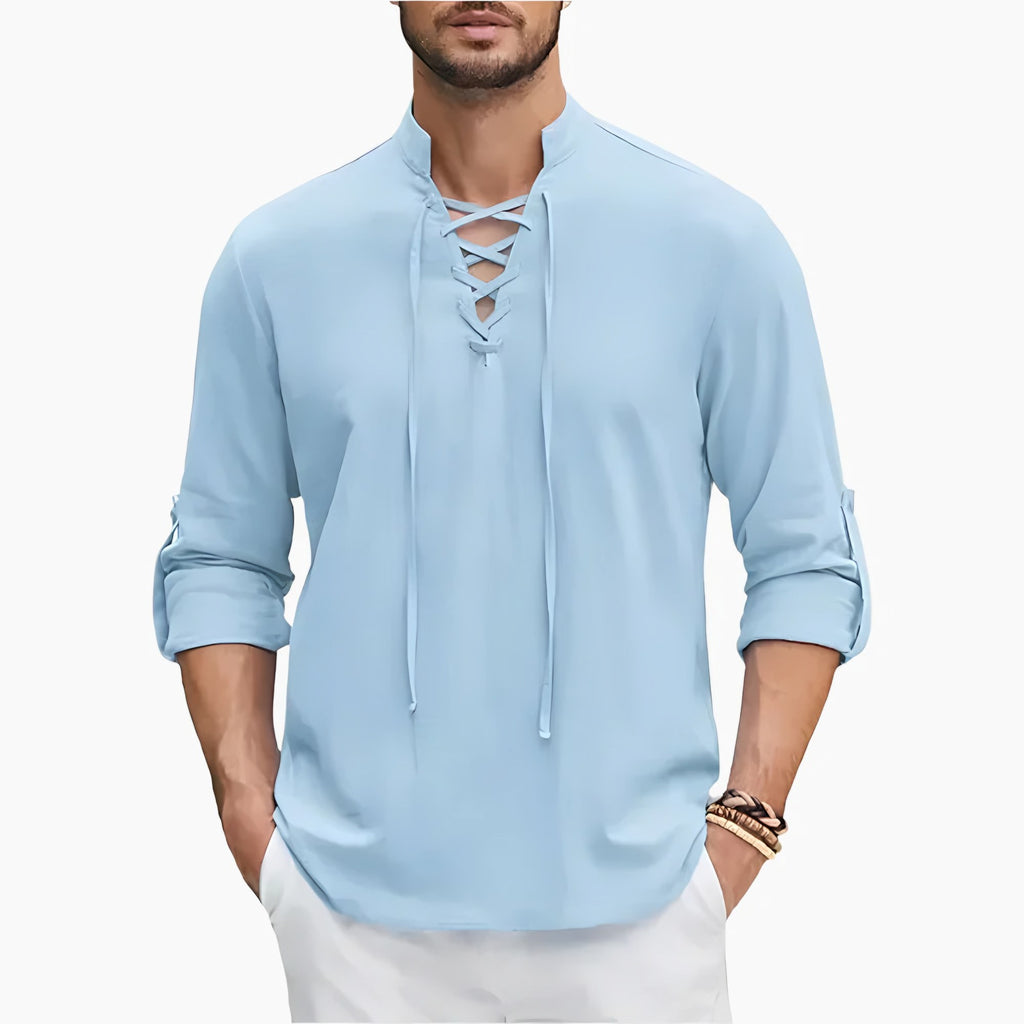 Men's Lace-Up Long Sleeve Shirt — view 3