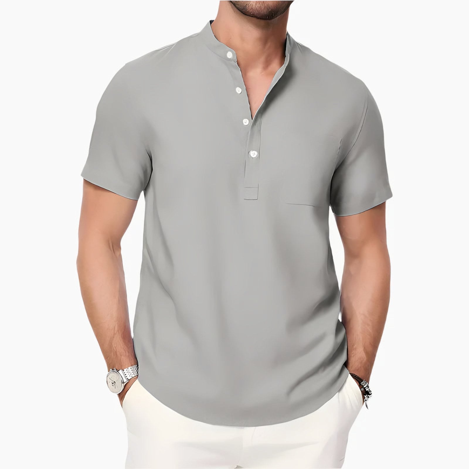 Men's Short Sleeve Henley Shirt — view 3