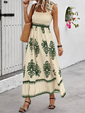 Women's Smocked Printed Maxi Dress — view 1