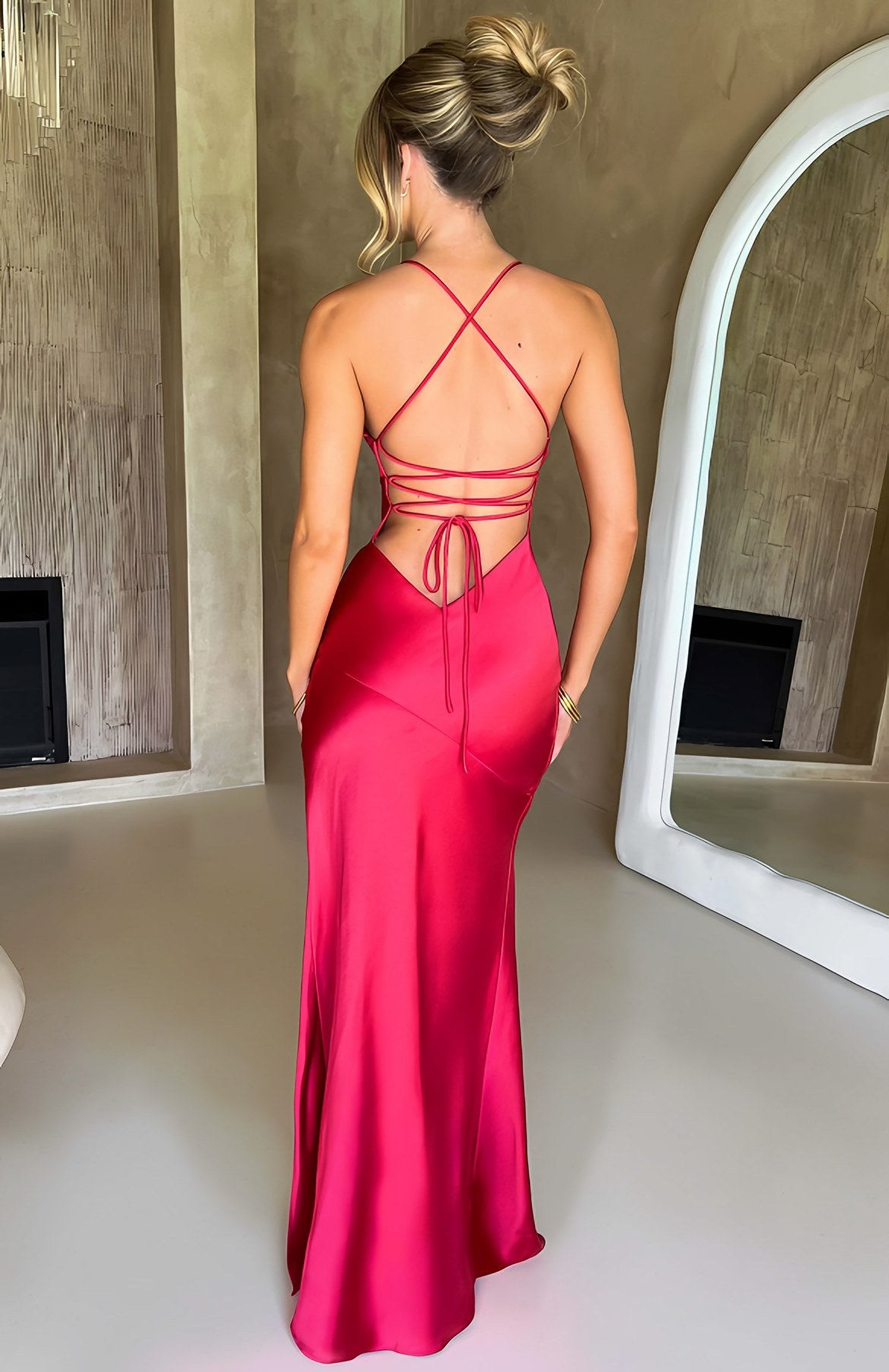 Women's Thin Strap High Slit Maxi Dress — view 6