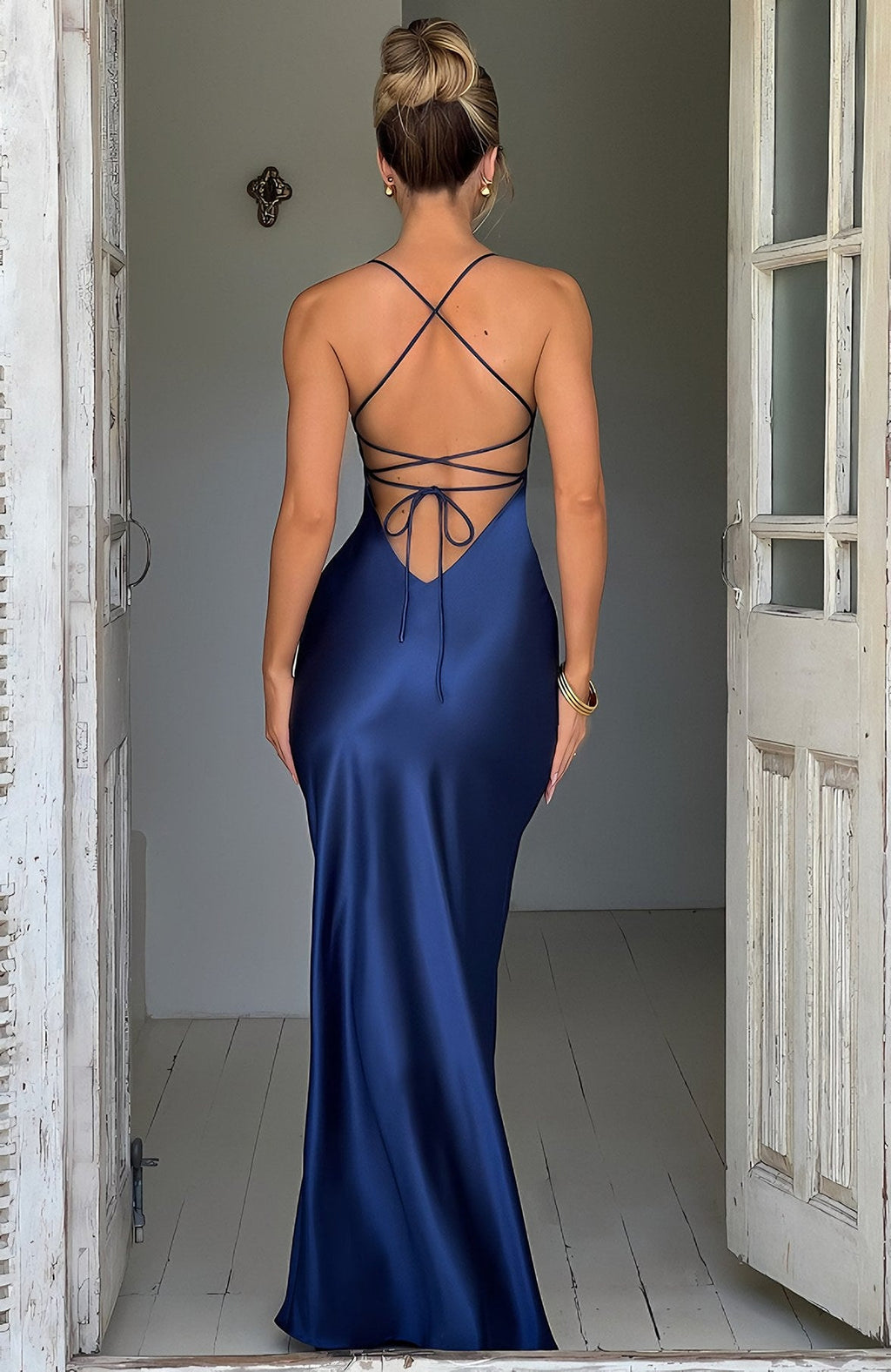 Women's Thin Strap High Slit Maxi Dress — view 10