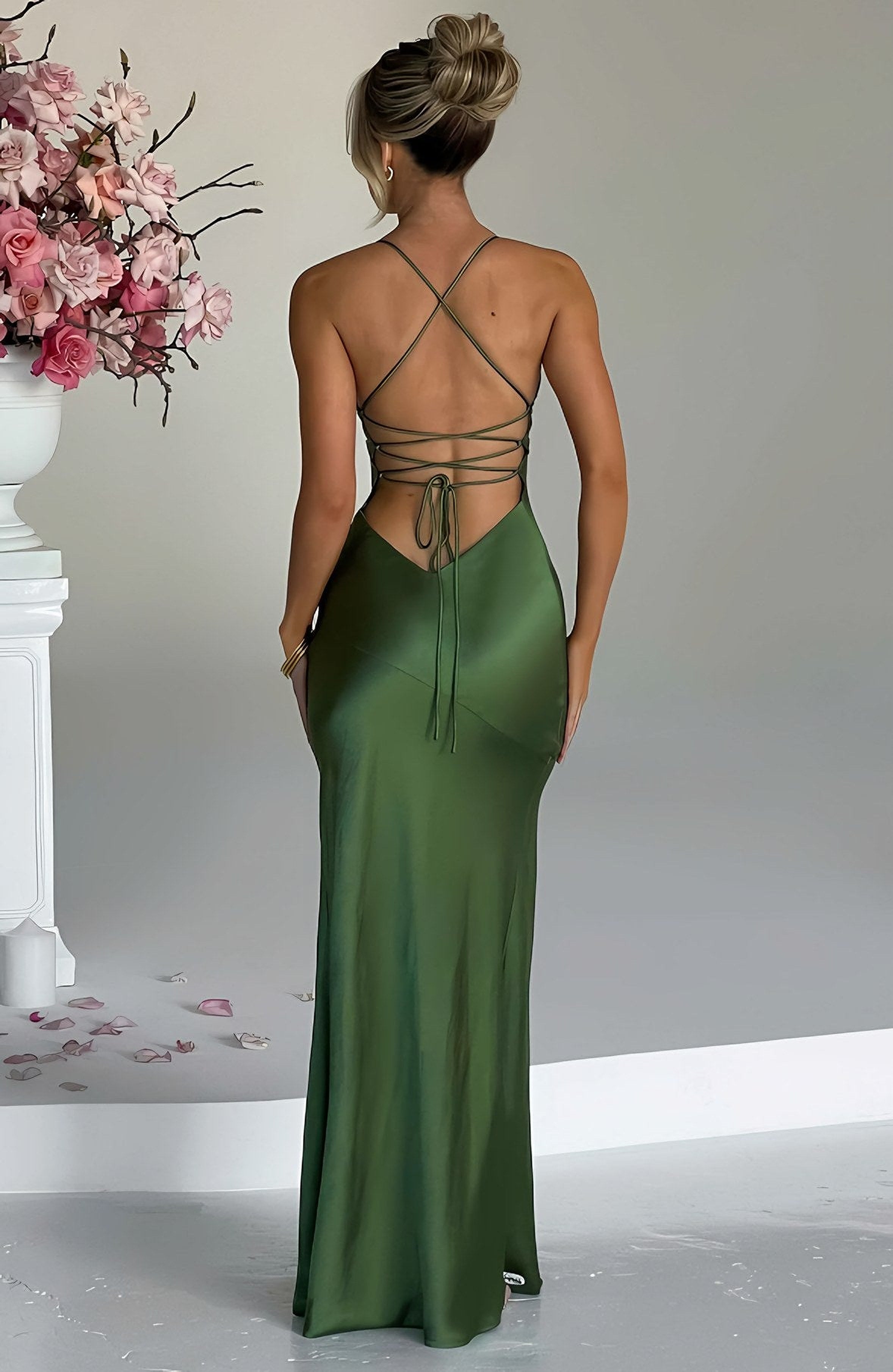 Women's Thin Strap High Slit Maxi Dress — view 8