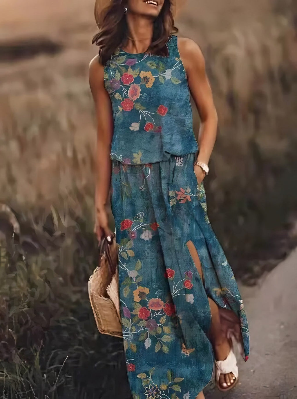 Women's Graphic Print Sleeveless Maxi Dress — view 4