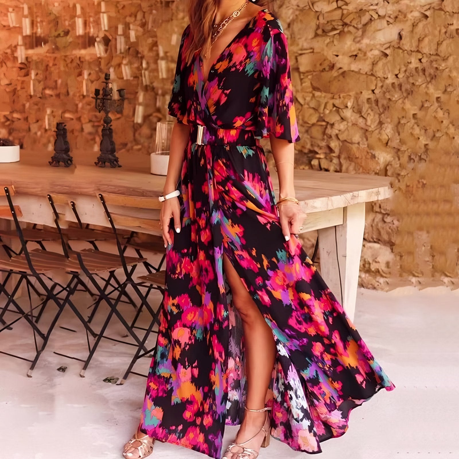 Women's V-Neck Wrap Maxi Dress — view 2