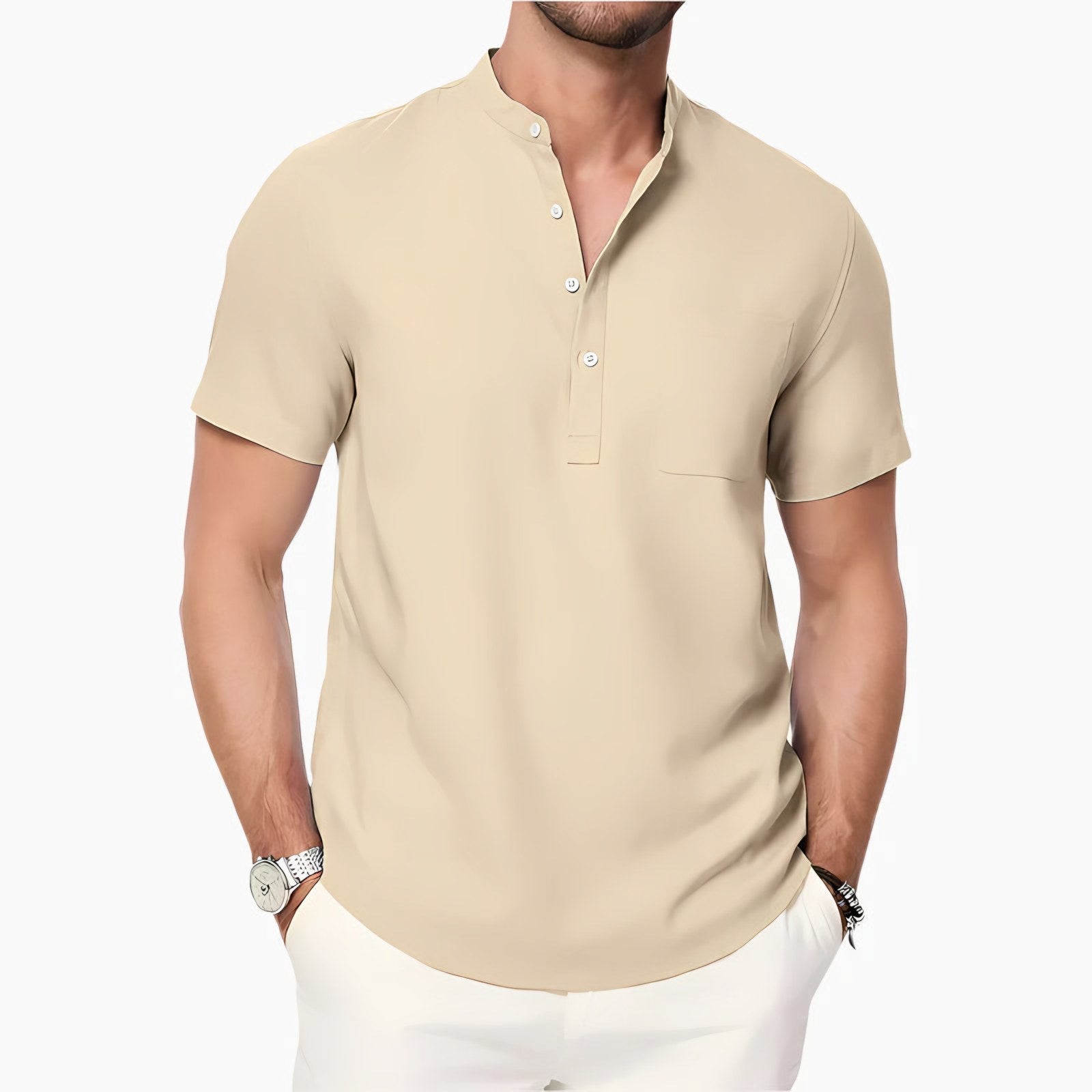 Men's Short Sleeve Henley Shirt — view 4