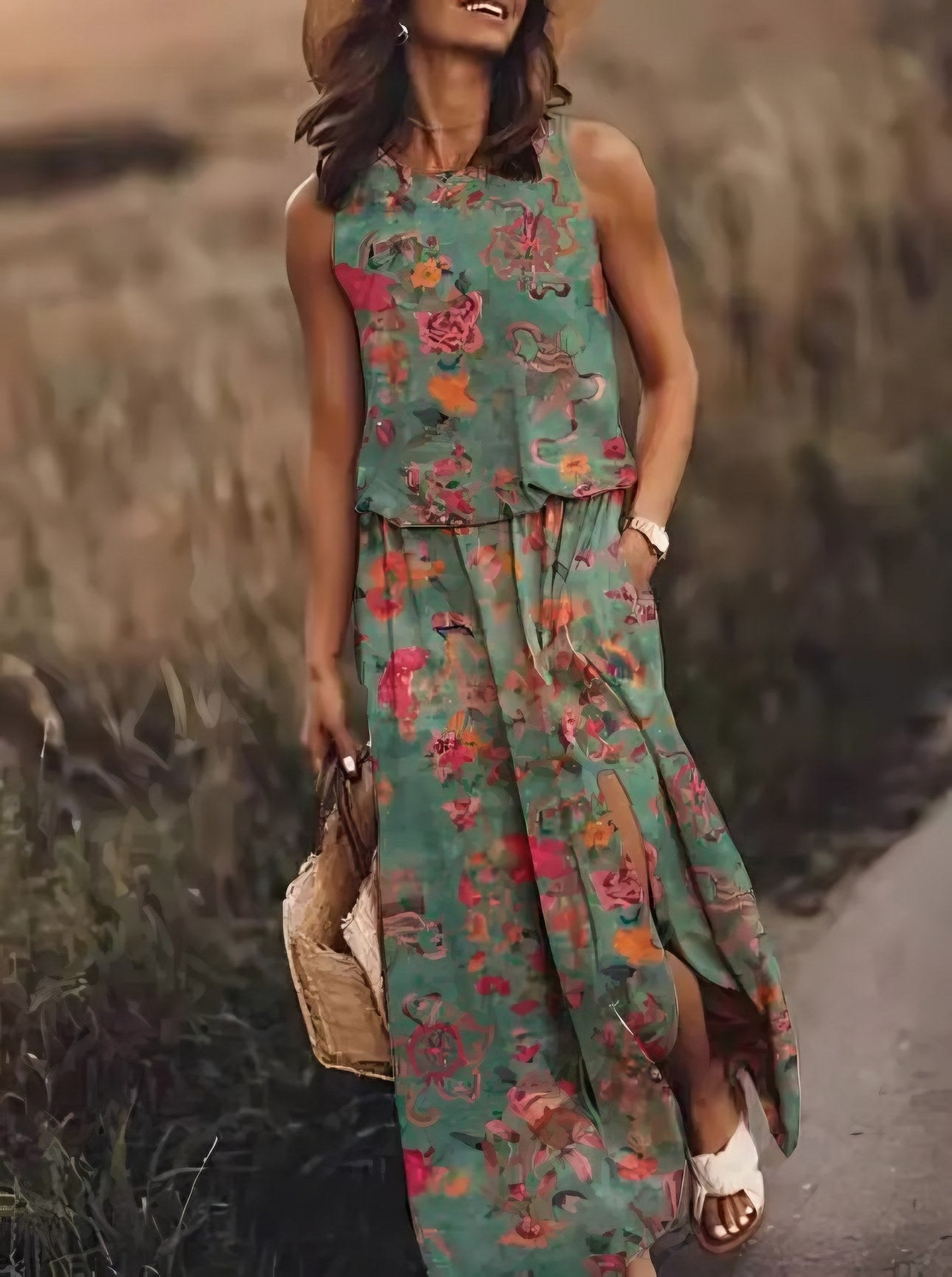 Women's Graphic Print Sleeveless Maxi Dress — view 5