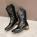 Lourdes | Women’s Embroidered Mid-Calf Boots
