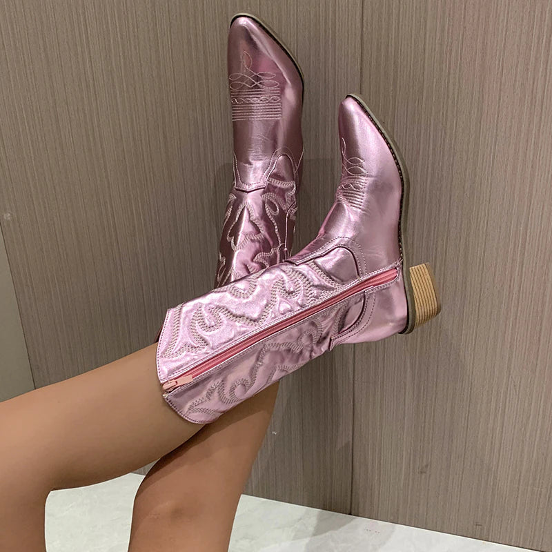 Lourdes | Women’s Embroidered Mid-Calf Boots