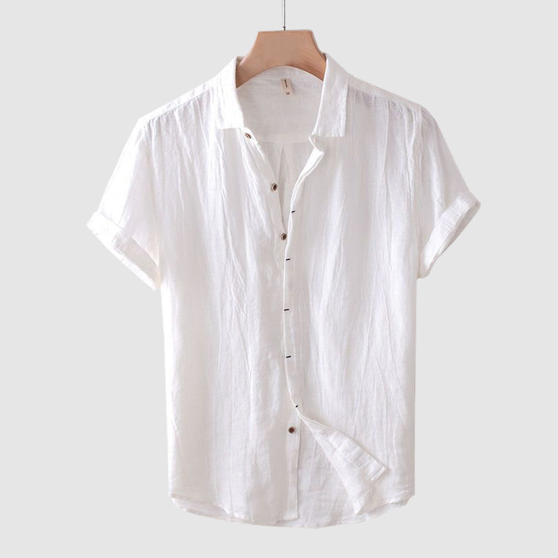 Julius | Men's Crinkle Linen Shirt with Short Sleeves