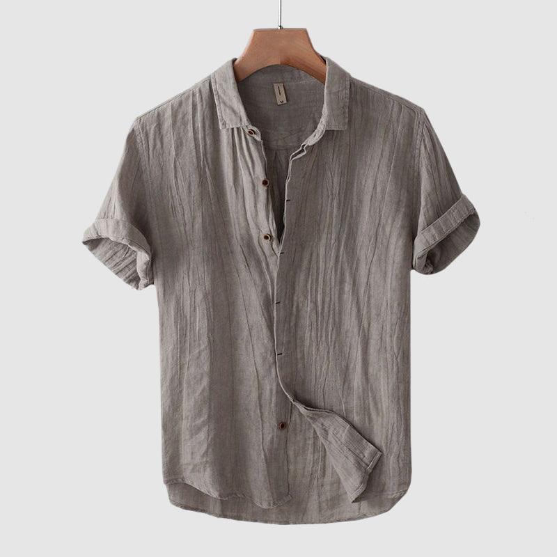 Julius | Men's Crinkle Linen Shirt with Short Sleeves