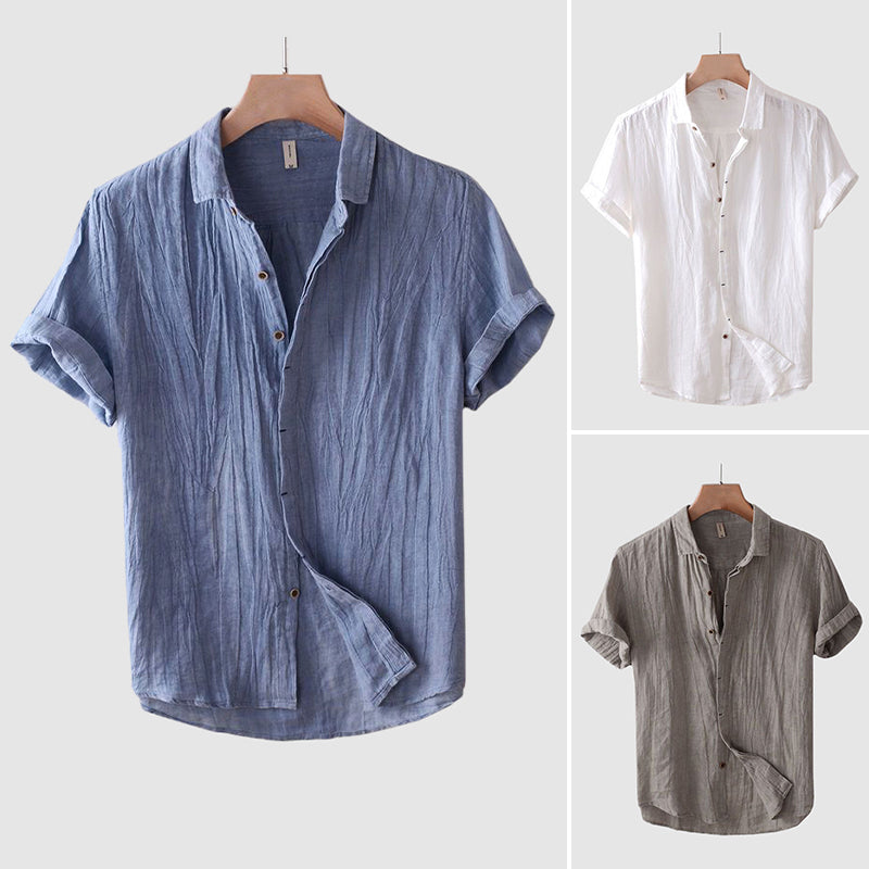Julius | Men's Crinkle Linen Shirt with Short Sleeves