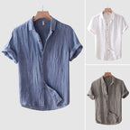Julius | Men's Crinkle Linen Shirt with Short Sleeves