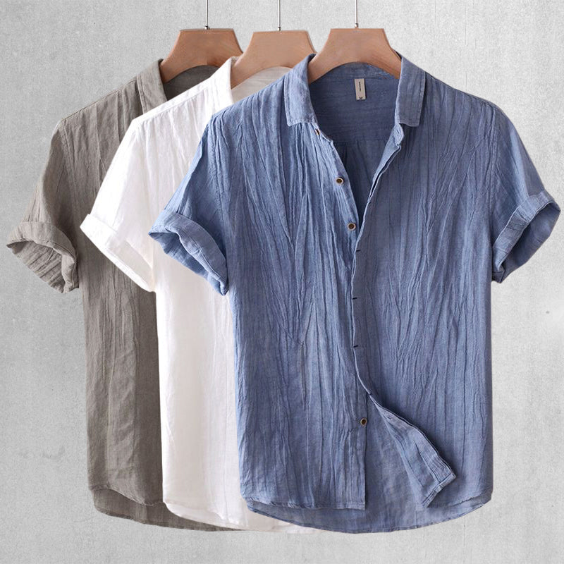 Julius | Men's Crinkle Linen Shirt with Short Sleeves