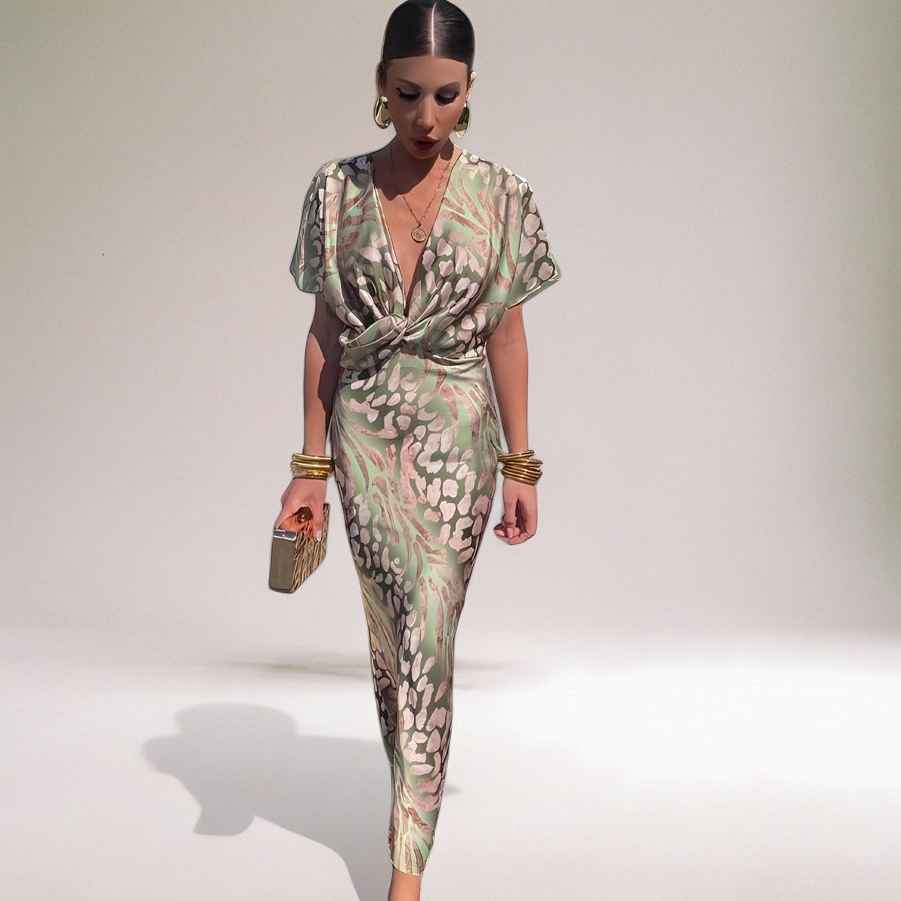 Women's Twisted V-Neck Maxi Dress — view 1