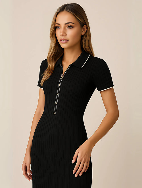 Women's Collared Ribbed Maxi Dress — view 2