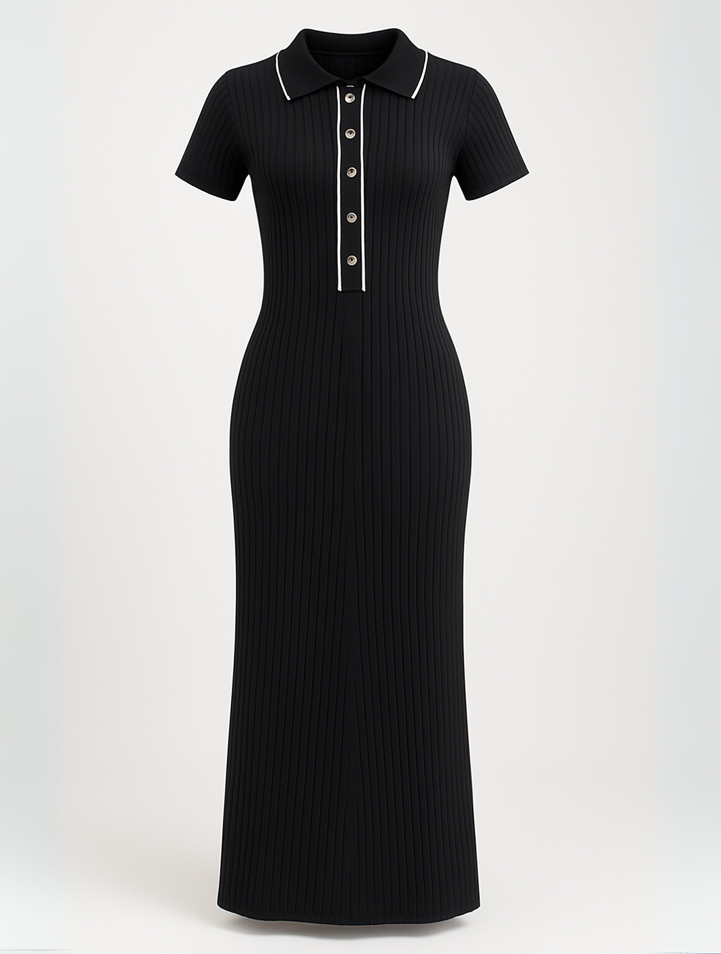 Women's Collared Ribbed Maxi Dress — view 5