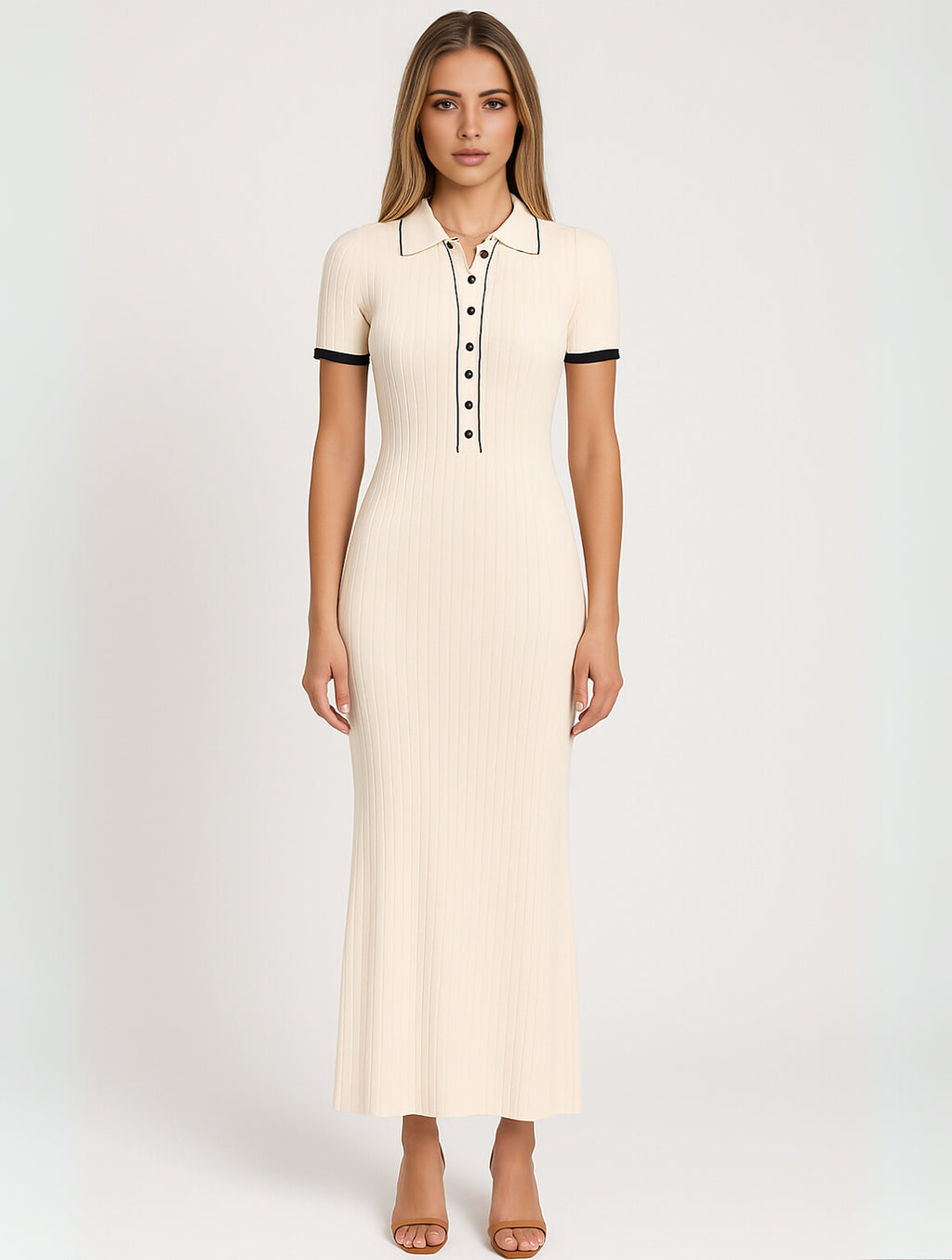 Women's Collared Ribbed Maxi Dress — view 6