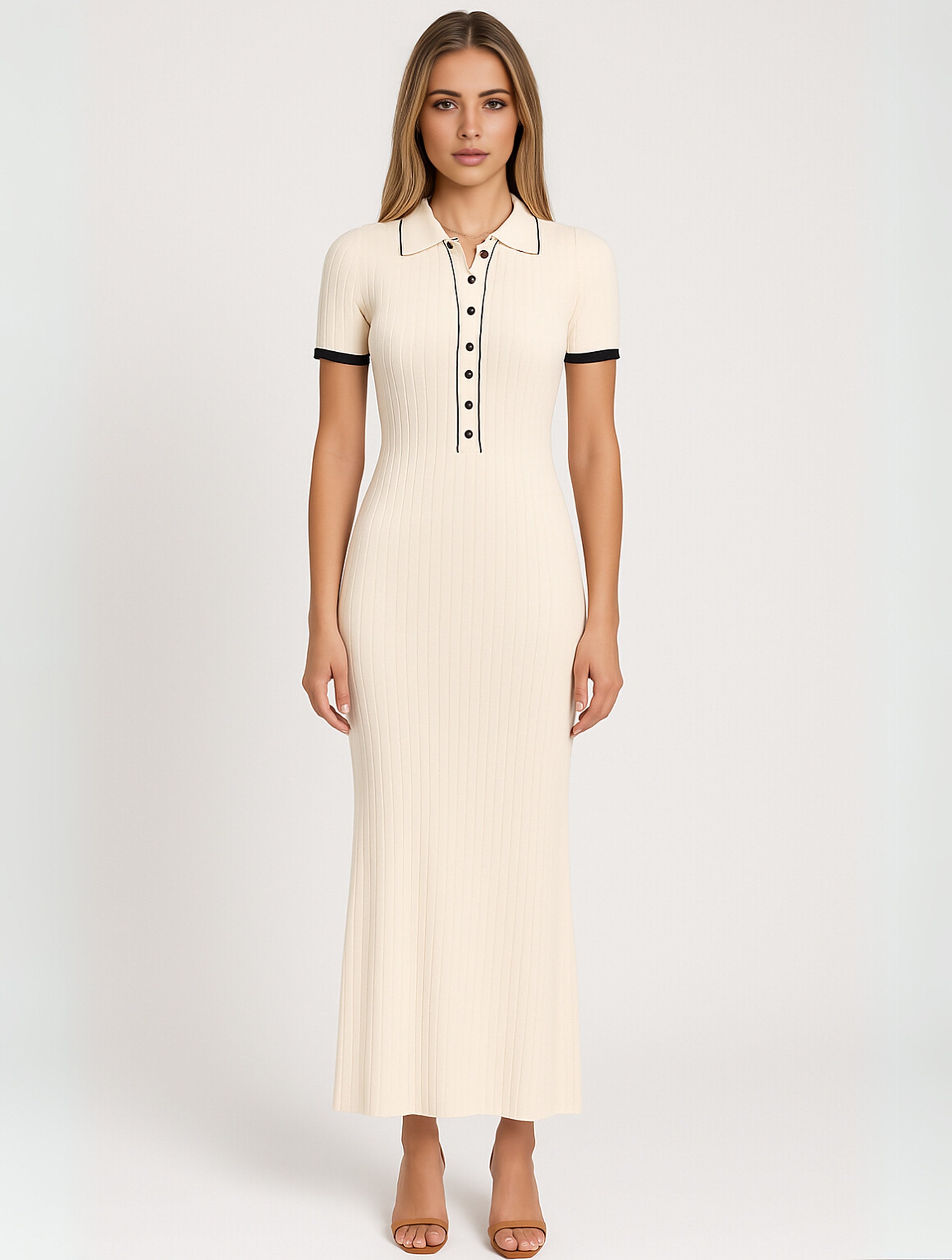 Women's Collared Ribbed Maxi Dress — view 6