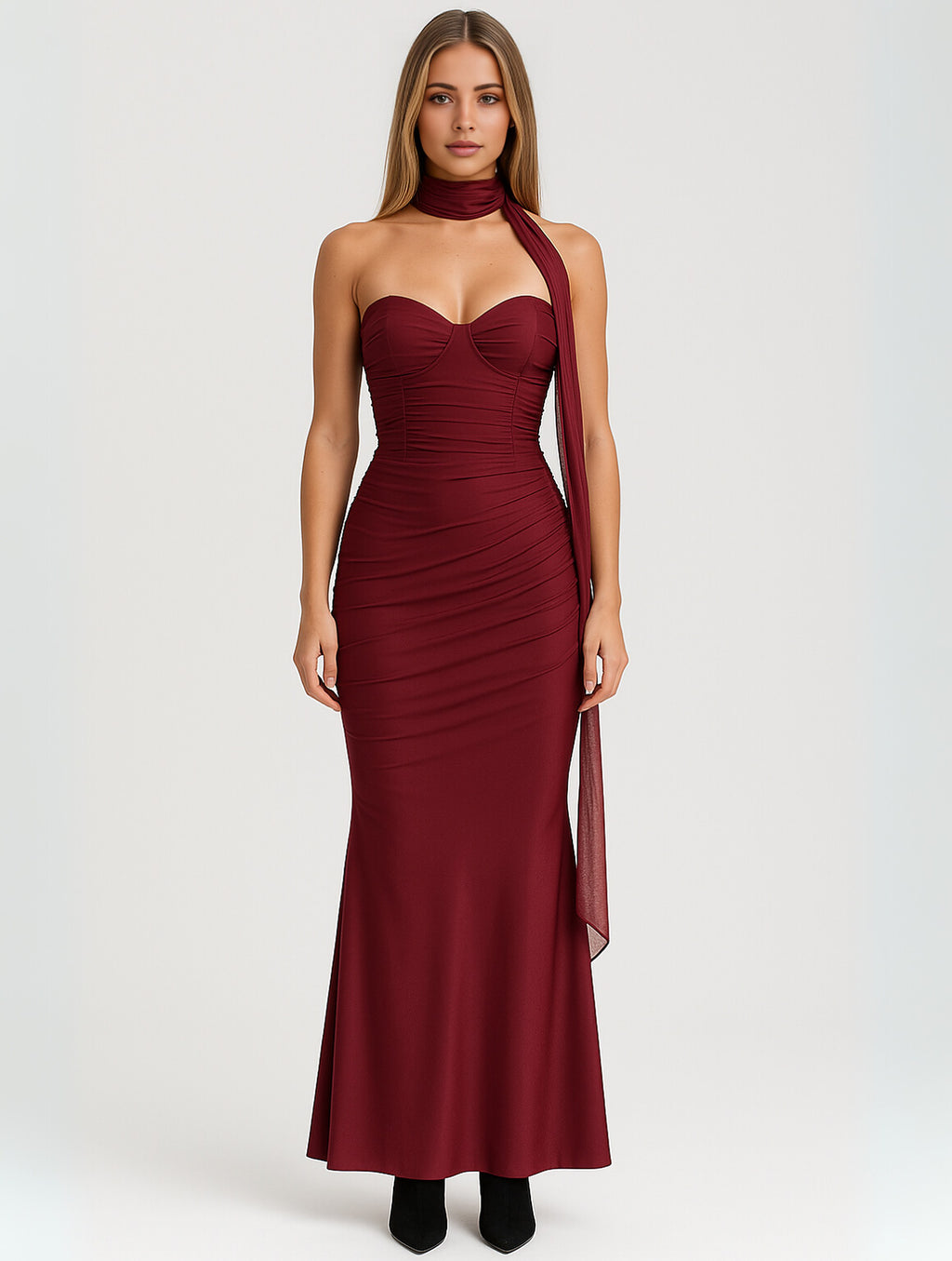 Women's Strapless Choker Maxi Dress — view 6