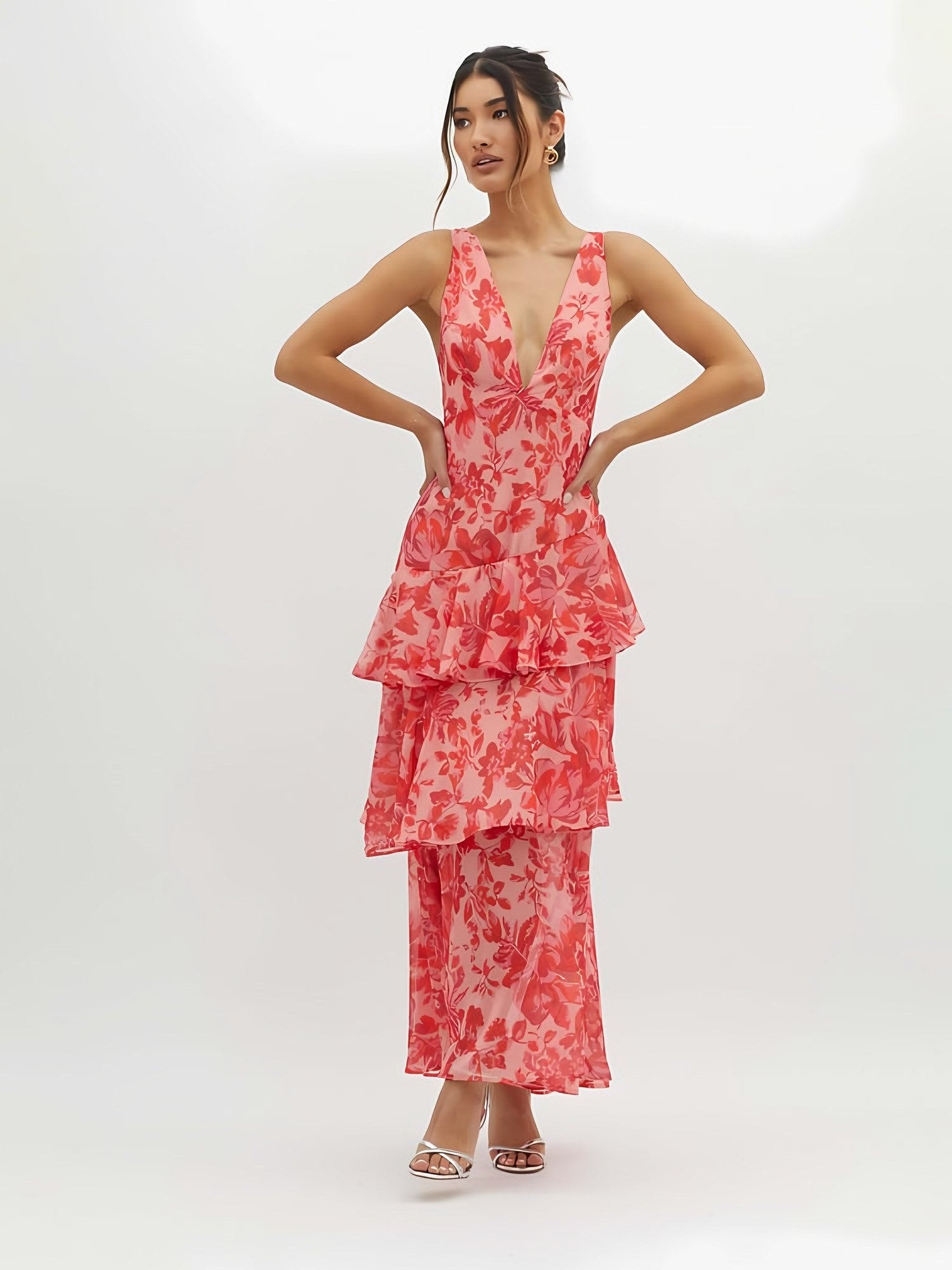 Women's Floral Strappy Back Maxi Dress — view 4