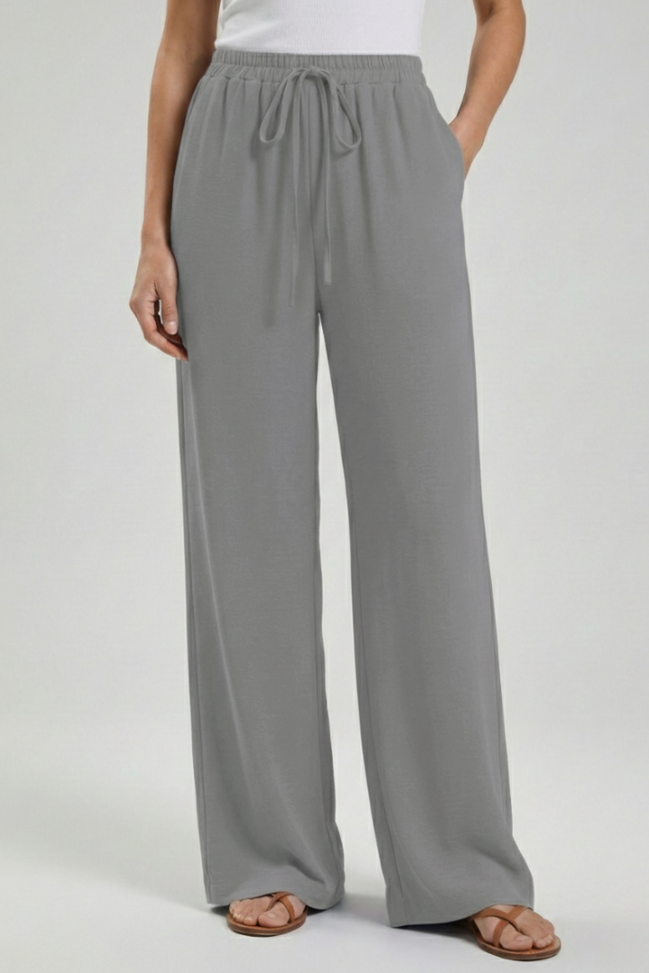Claire | Women’s Palazzo Trousers with Drawstring Waist and Side Pockets — view 13