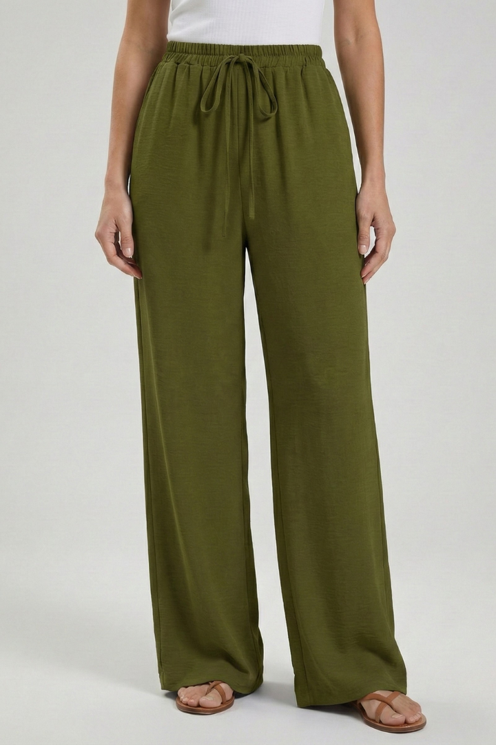 Claire | Women’s Palazzo Trousers with Drawstring Waist and Side Pockets — view 10