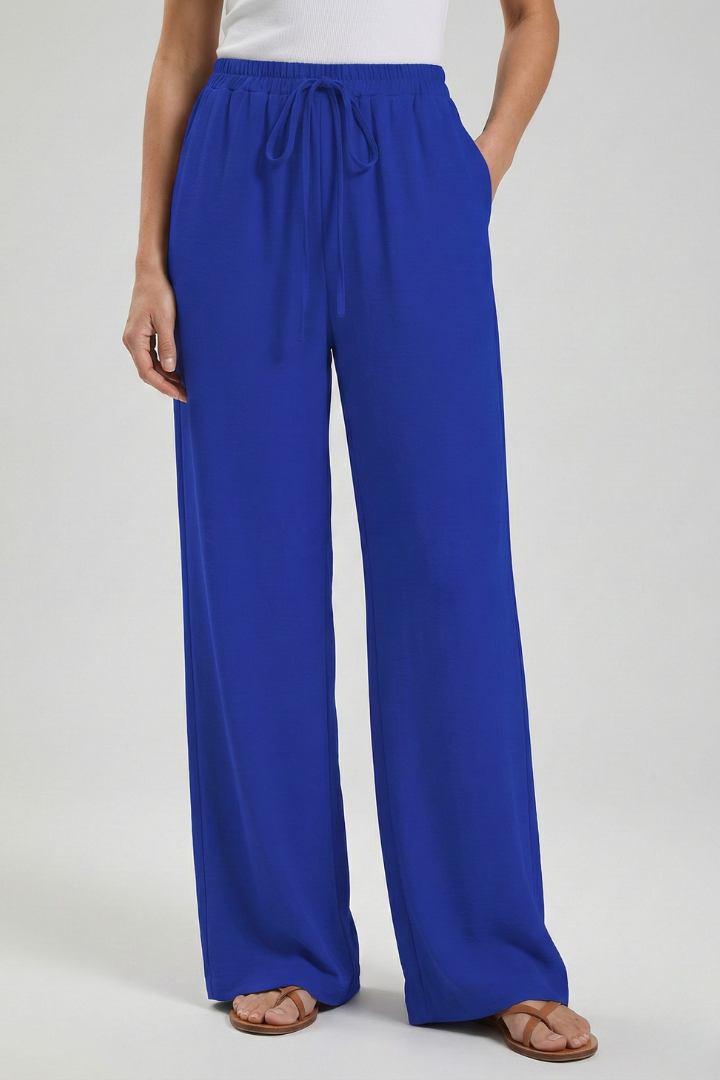 Claire | Women’s Palazzo Trousers with Drawstring Waist and Side Pockets — view 2
