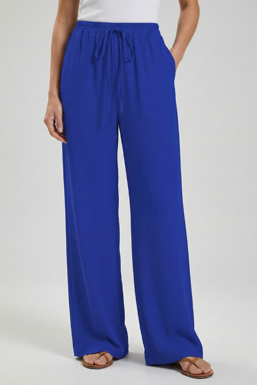 Claire | Women’s Palazzo Trousers with Drawstring Waist and Side Pockets — view 2