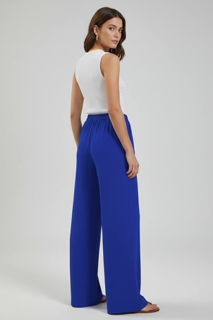 Claire | Women’s Palazzo Trousers with Drawstring Waist and Side Pockets — view 5