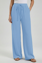 Claire | Women’s Palazzo Trousers with Drawstring Waist and Side Pockets — view 8