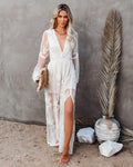 Women's Long Sleeve Lace Maxi Dress — view 1