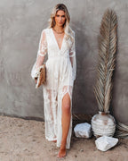 Women's Long Sleeve Lace Maxi Dress — view 1