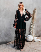 Women's Long Sleeve Lace Maxi Dress — view 2