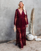 Women's Long Sleeve Lace Maxi Dress — view 3