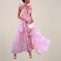 Women's V-Neck Ruffled Sleeves Maxi Dress — view 1