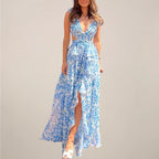 Women's V-Neck Ruffled Sleeves Maxi Dress — view 4