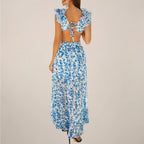 Women's V-Neck Ruffled Sleeves Maxi Dress — view 6