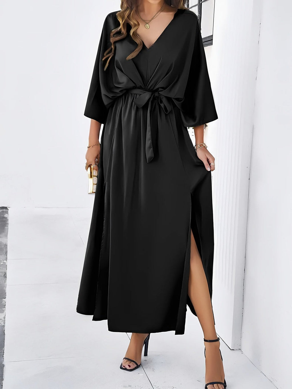 Women's Batwing Sleeve Blouson Maxi Dress — view 4