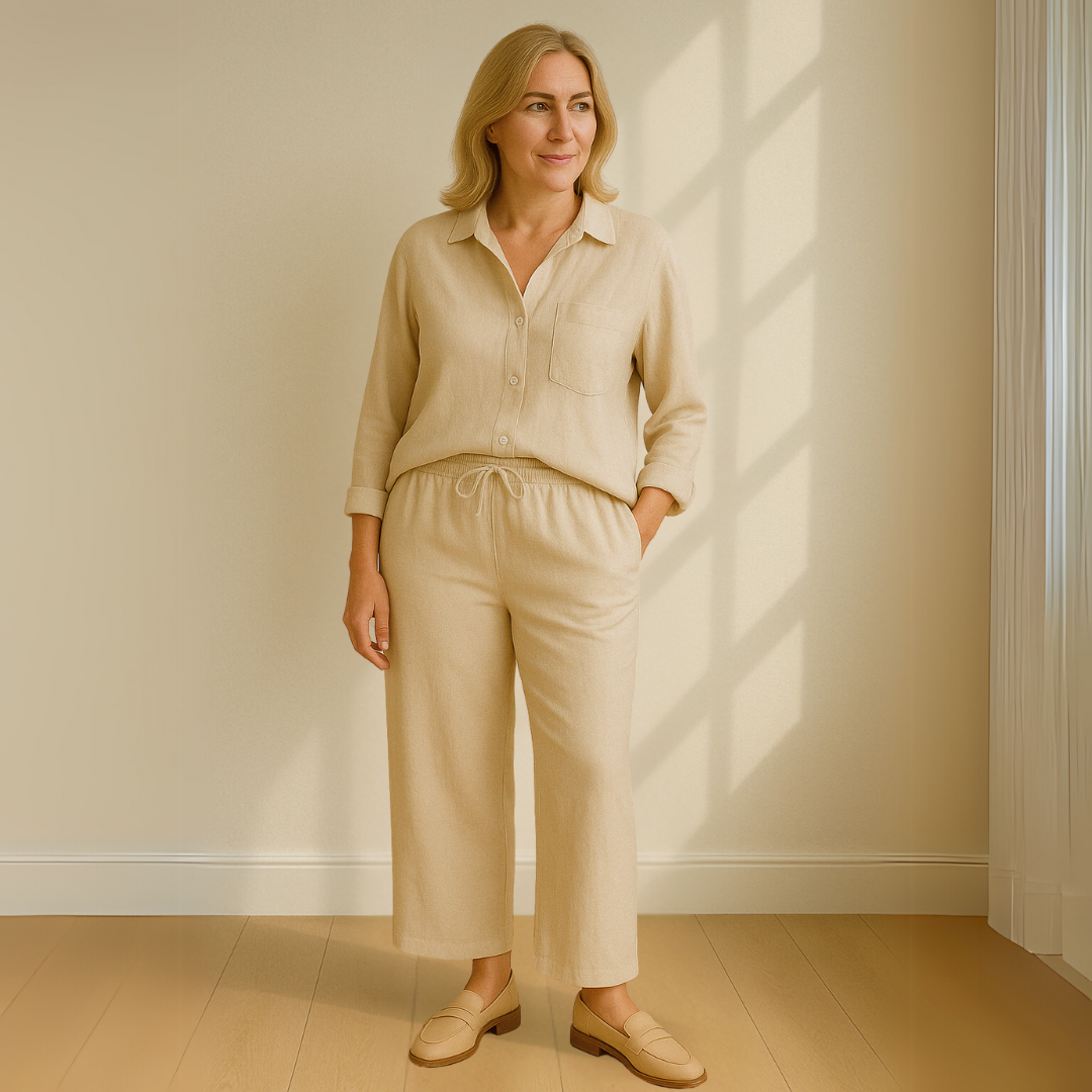 Floriana | Women’s Linen Wide Leg Outfit Set — TOPNEWPLACE (view 5)