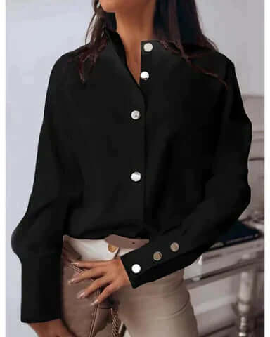 Danica | Women's High-Cuff Long Sleeve Blouse — TOPNEWPLACE (view 3)