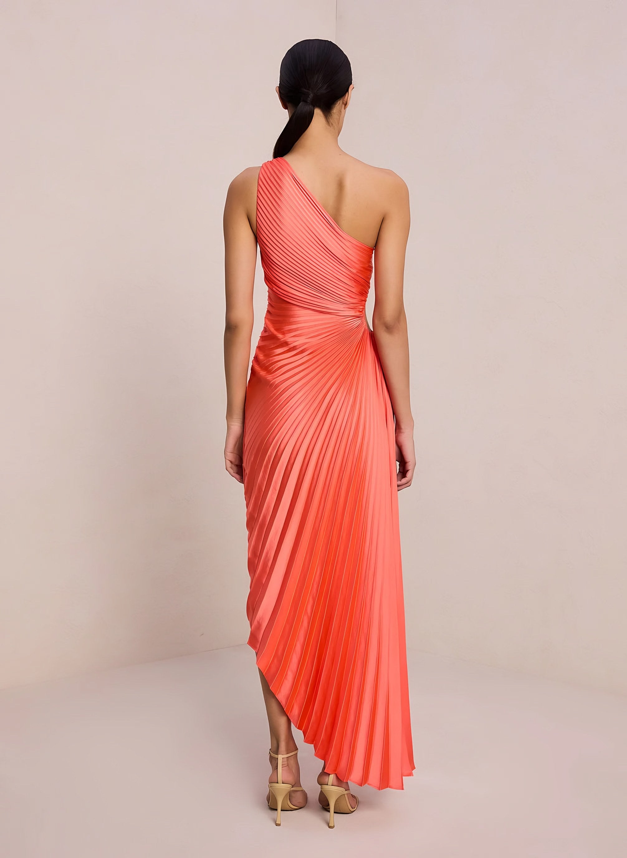 Women's One-Shoulder Pleated Maxi Dress — view 7