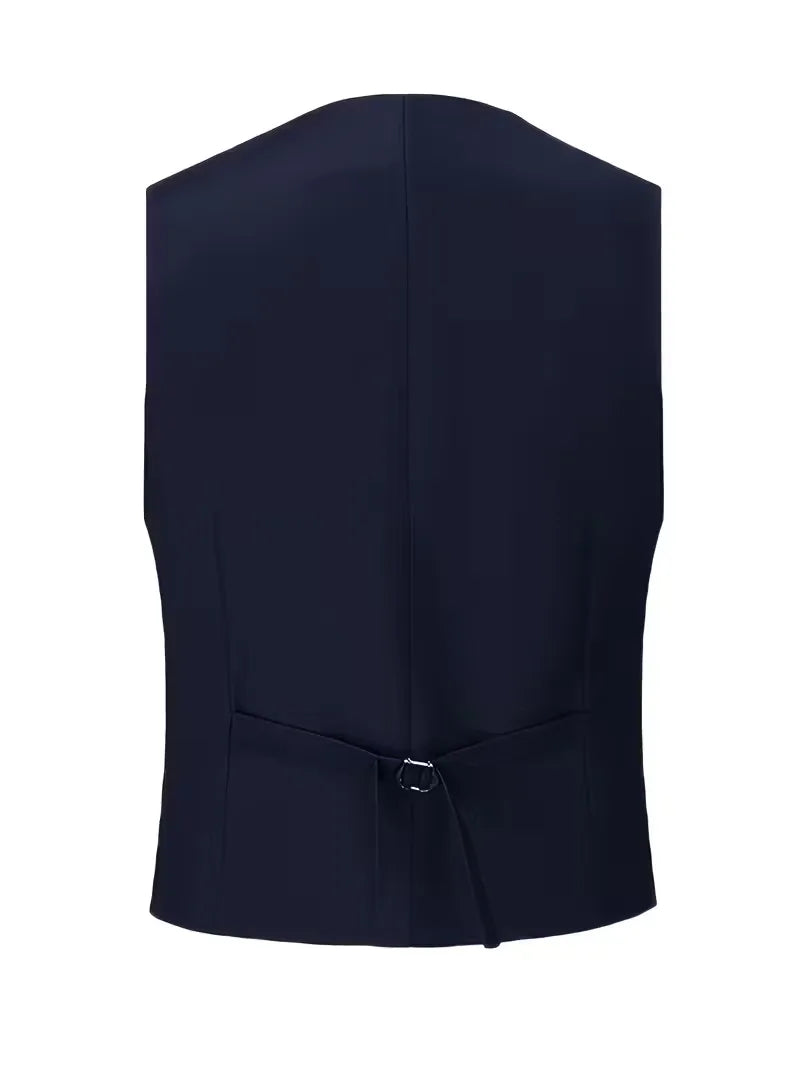 Erasmus | Men's Slim Fit Double-Breasted Three-Piece Suit Set with Waistcoat