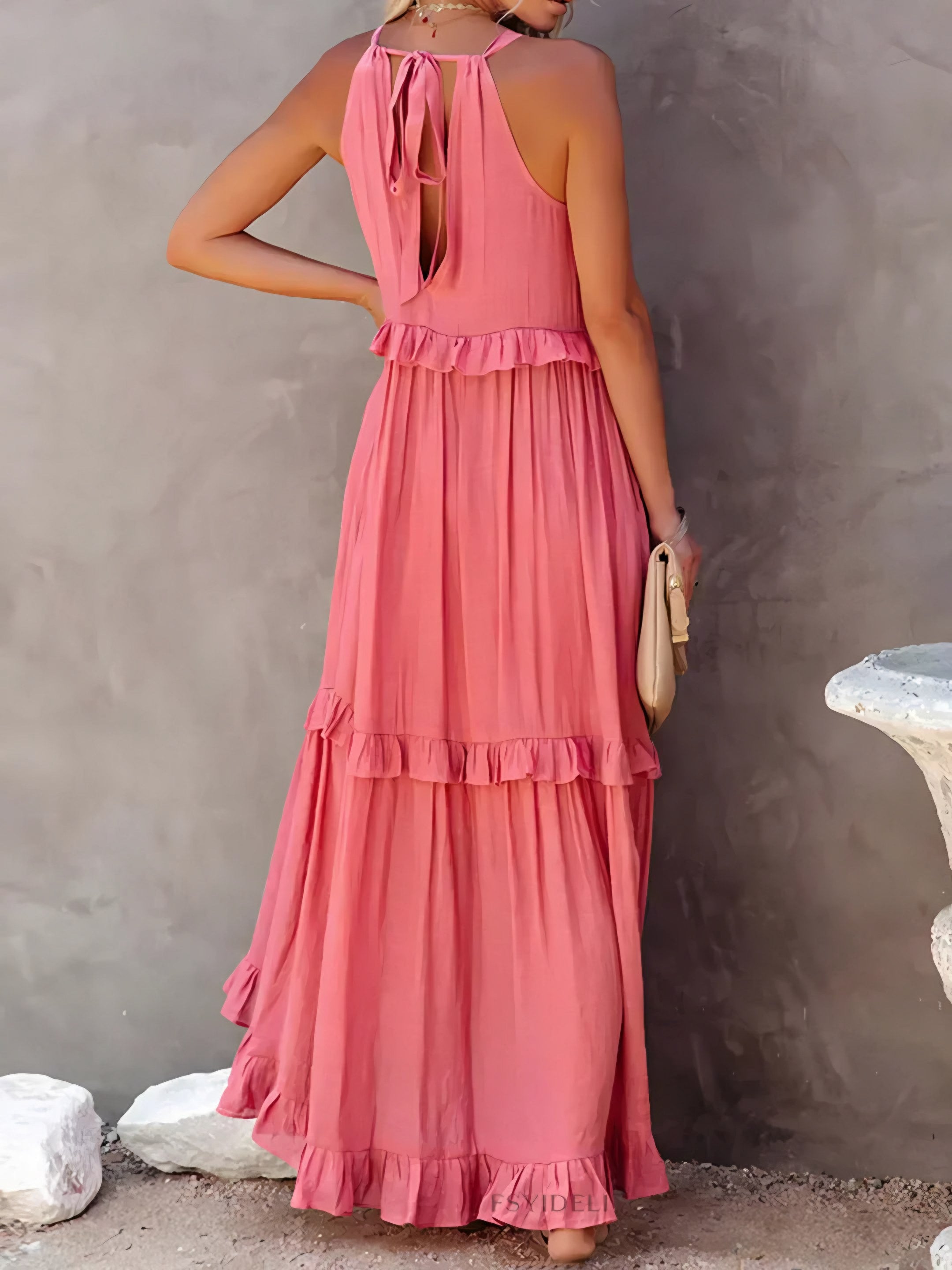 Women's Sleeveless Halter Maxi Dress — view 9