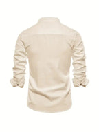 Kasimir | Men's Linen Shirt with Long Sleeves and Stand Collar