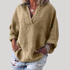 Solène | Women’s Linen Long Sleeve Blouse — TOPNEWPLACE (view 3)