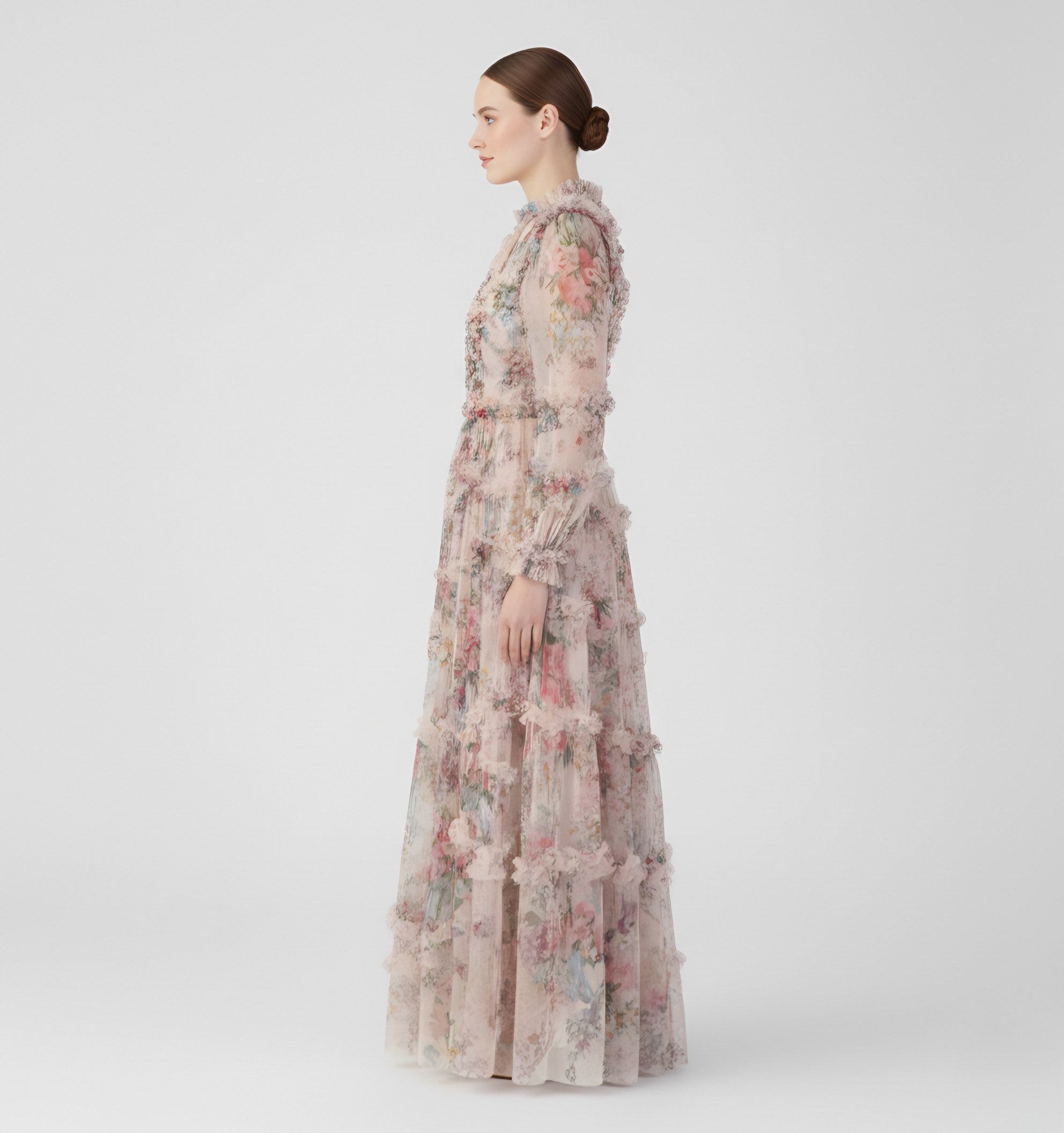 Women's Floral Mock Neck Maxi Dress — view 3