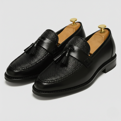Anatole | Men’s Box Calf Leather Saddle Tassel Loafer — view 1